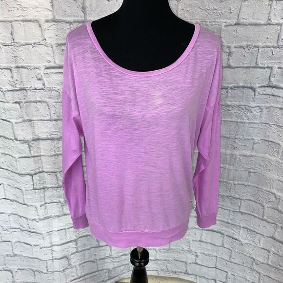 Pink scoopneck Longsleeve batwing top w/banded hem purple sz S women - Picture 1 of 9